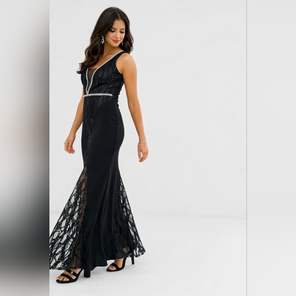 City Goddess Sequin And Chiffon Wrap Maxi Dress